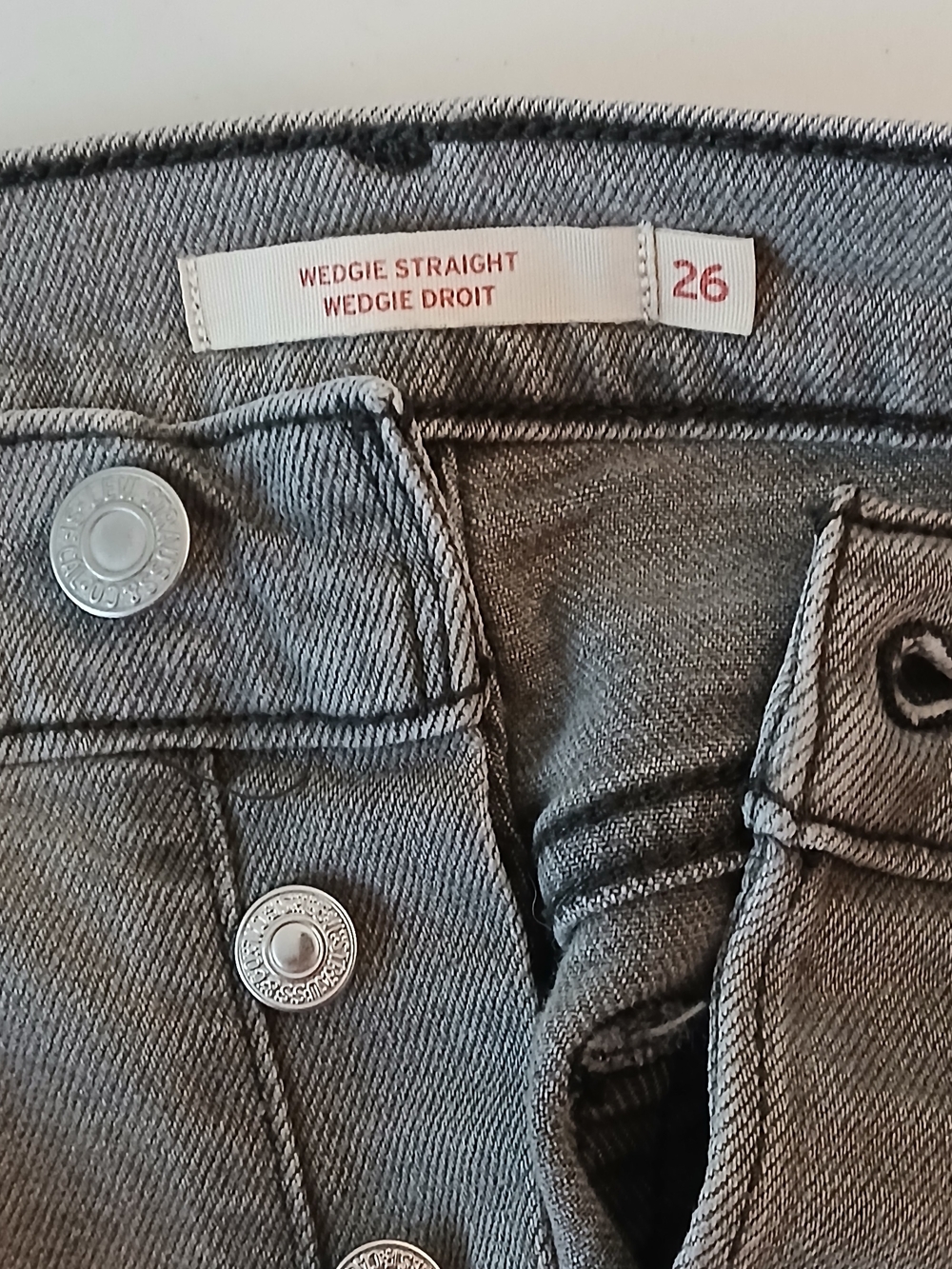 Levis Wedgie Straight Jeans - Gray Denim (Size 26)-Flawed
